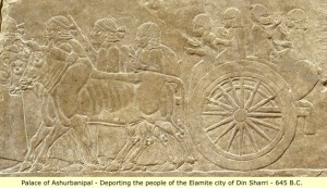Assyrian victory relief of Ashirbanipal, showing Elamites being deported