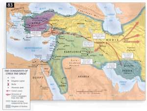 A (bit fanciful) map of the conquests of Cyrus.